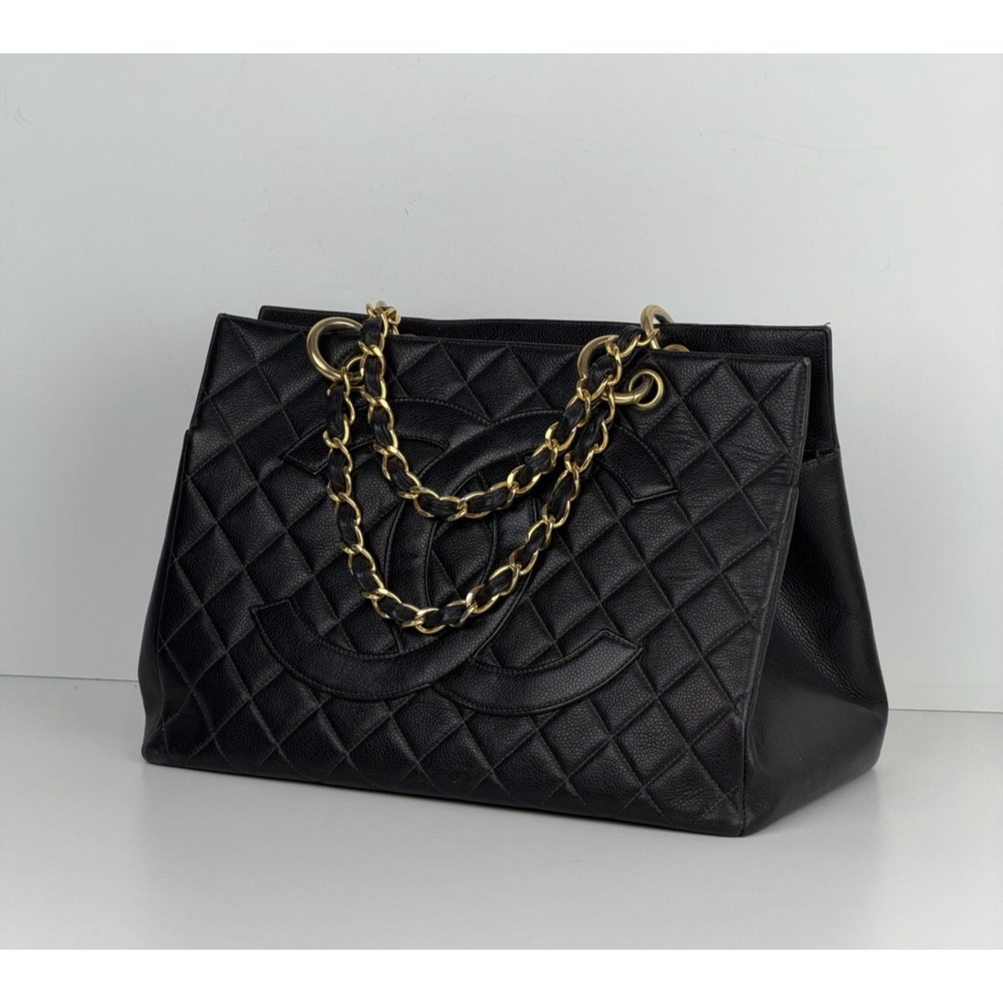 Chanel Grand Shopping Tote Bag in Quilted Black Caviar Leather 1996-1997 C6