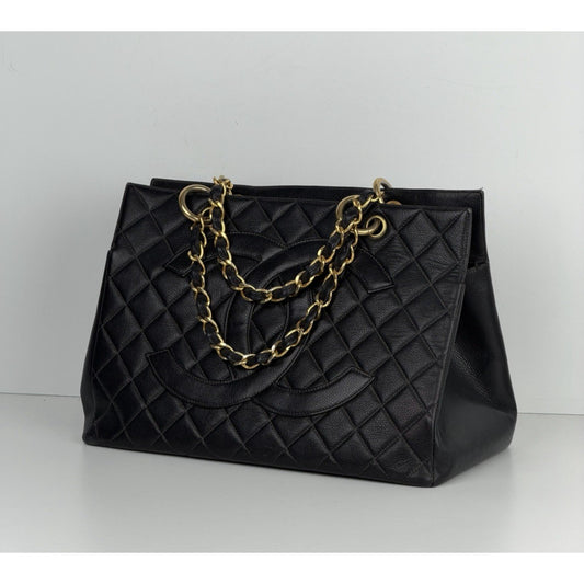 Chanel Grand Shopping Tote Bag in Quilted Black Caviar Leather 1996-1997 C6