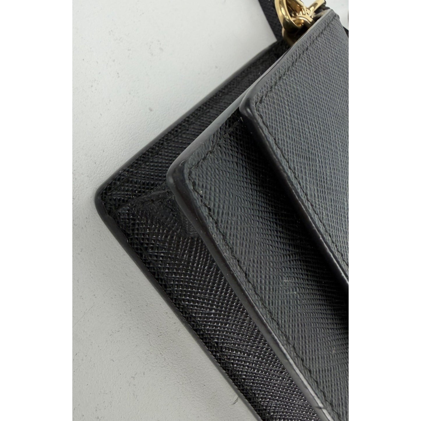 Prada Mini Signature Logo Crossbody Bag in Black Saffiano Leather S10