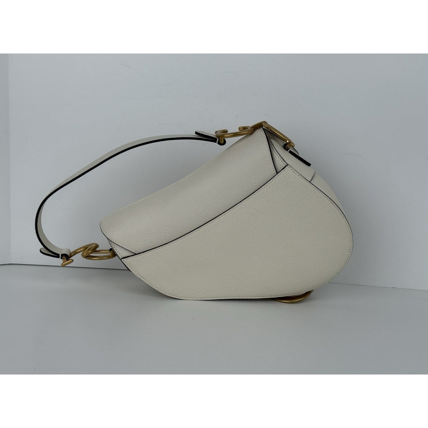 Christian Dior Medium Saddle White Leather Shoulder Bag
