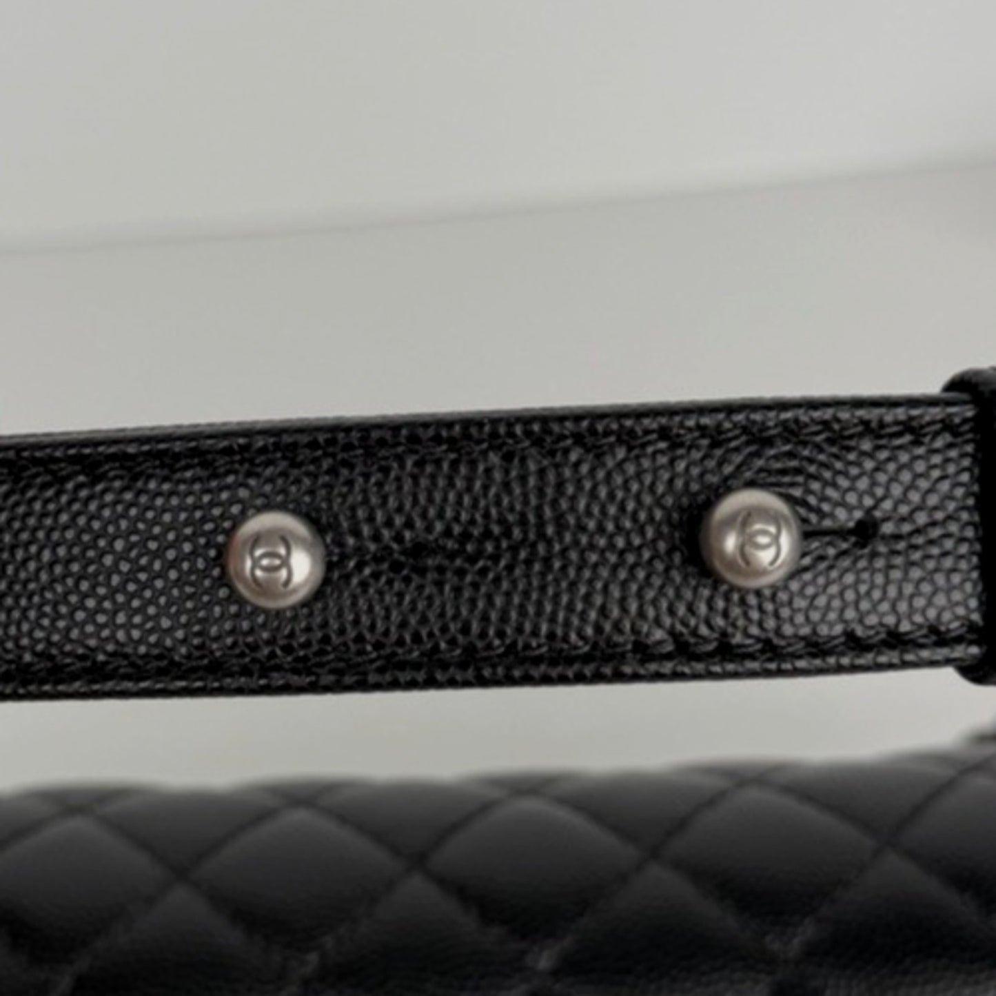 Chanel Boy Flap Bag Old Medium in Black Caviar Leather Gunmetal Hardware NFC C6