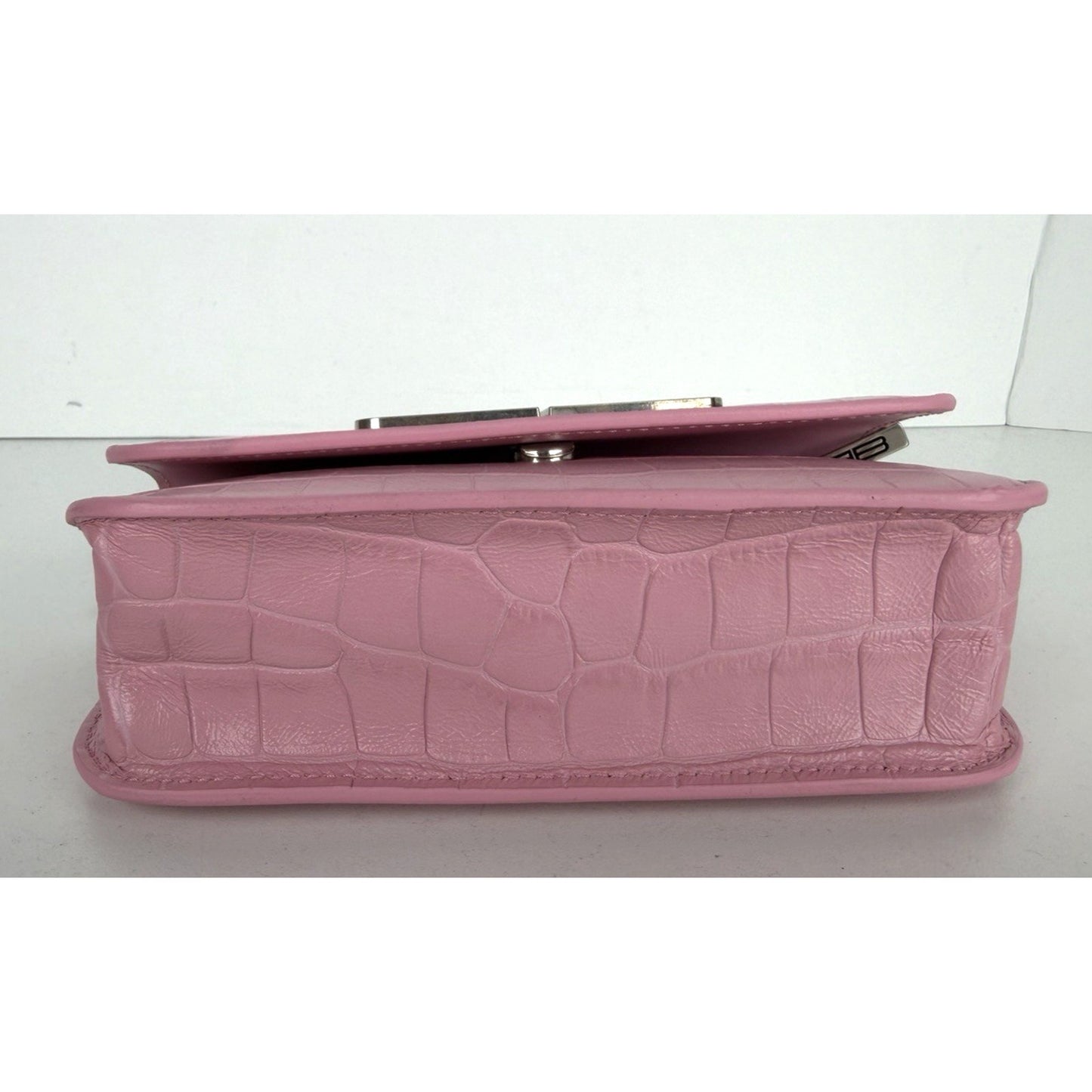 Balenciaga Gossip Wallet on Chain Bag Pink Crocodile Calfskin Silver HW S01
