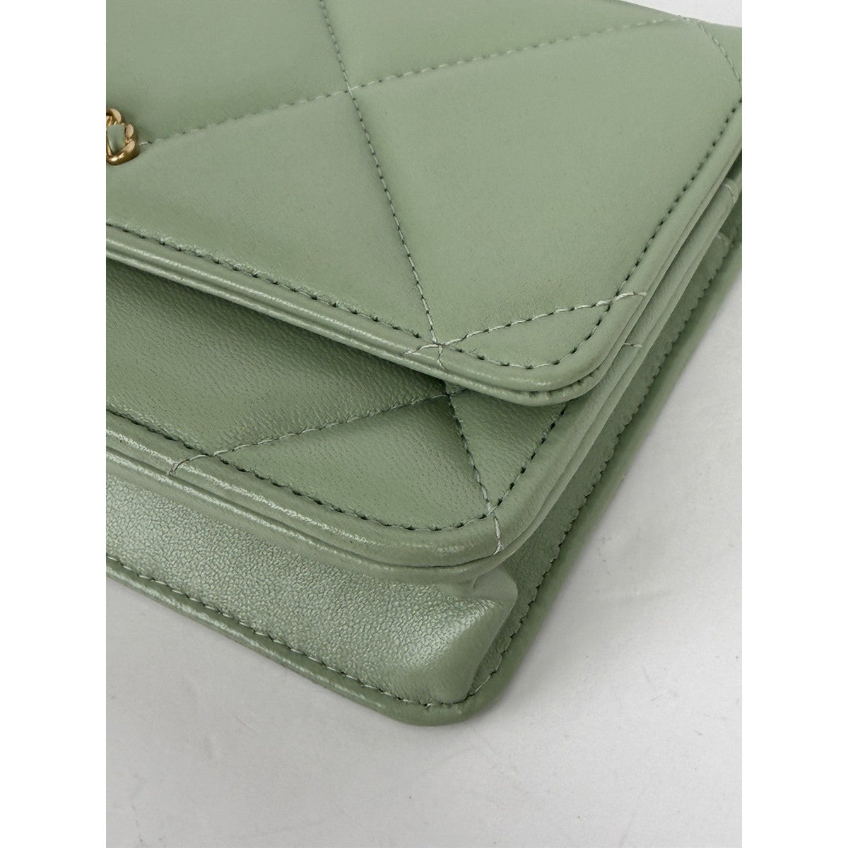 Chanel 19 Wallet on Chain Bag in Mint Green Quilted Lambskin Leather NFC B7