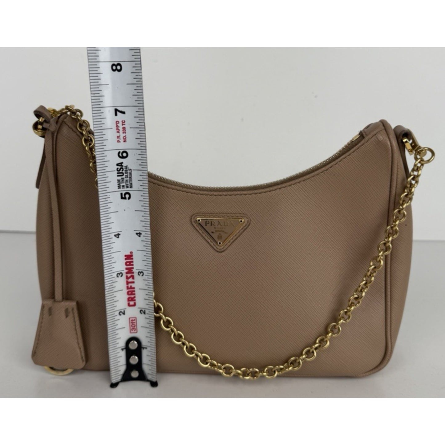 Prada Re-Edition 2005 Saffiano Leather Bag in Cameo Beige S07