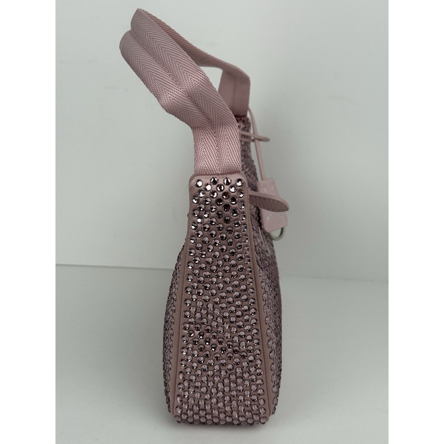 Prada Pink Crystal 2000 Re-Edition Hobo Handbag Satin Finish