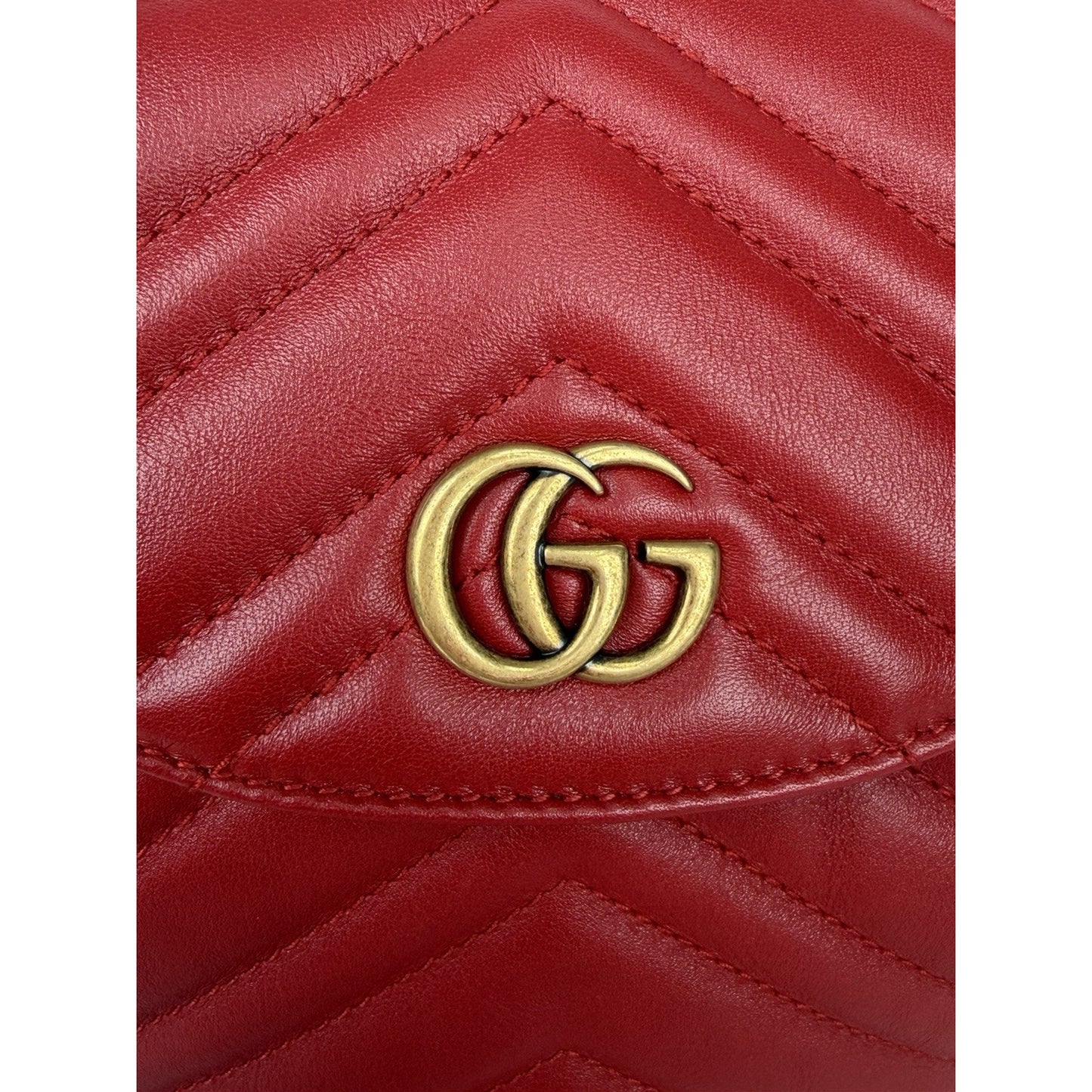 Gucci Marmont Drawstring Mini Backpack Matelasse Leather Red