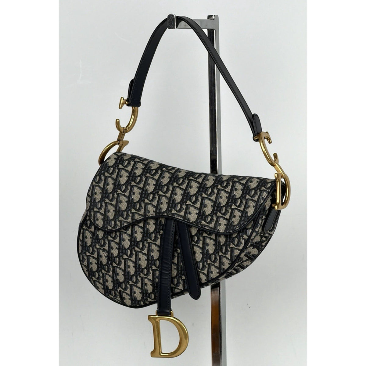 Christian Dior Blue Oblique Jacquard Saddle Medium Bag C-4