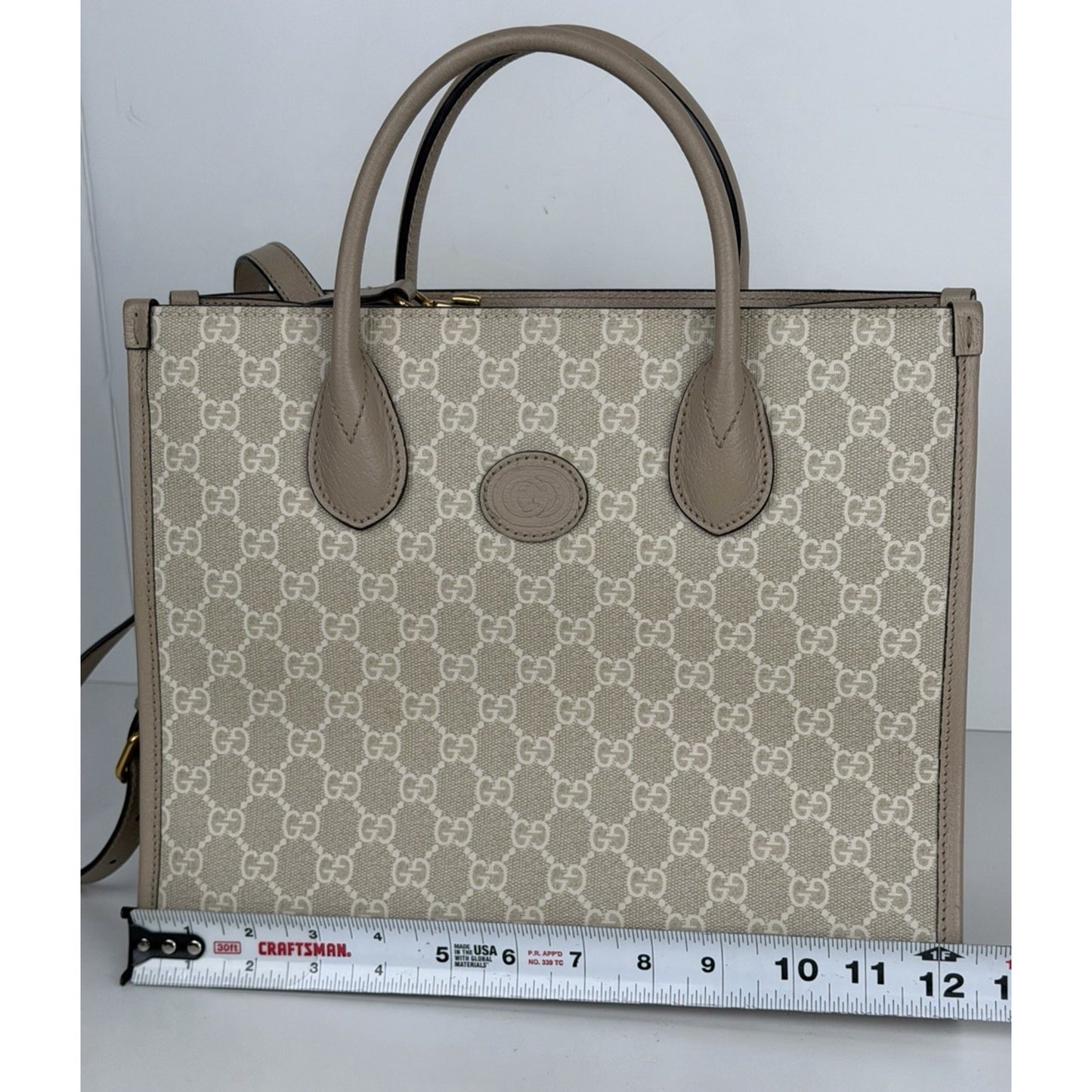 Gucci GG Tote Bag Supreme Small Retro Interlocking Beige & Mystic White