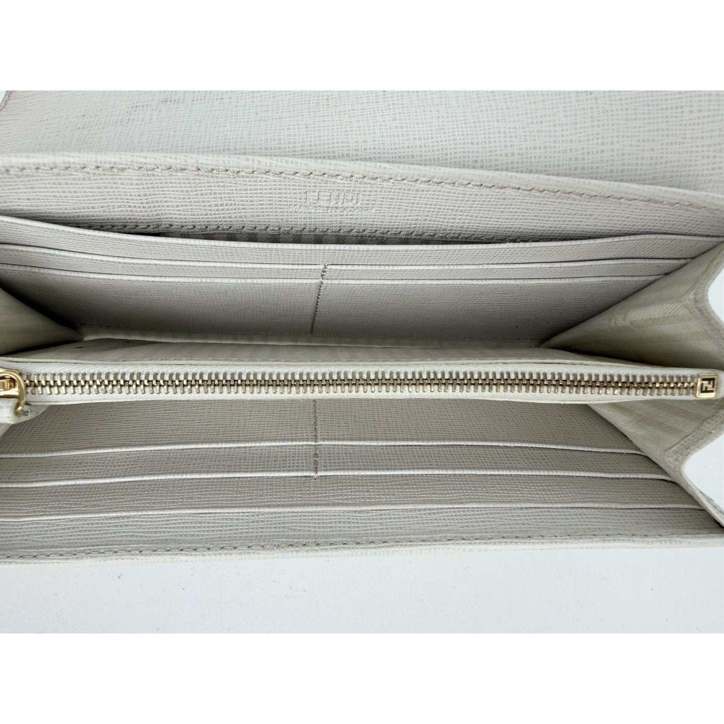 Fendi Envelope Long Wallet in White and Black Leather