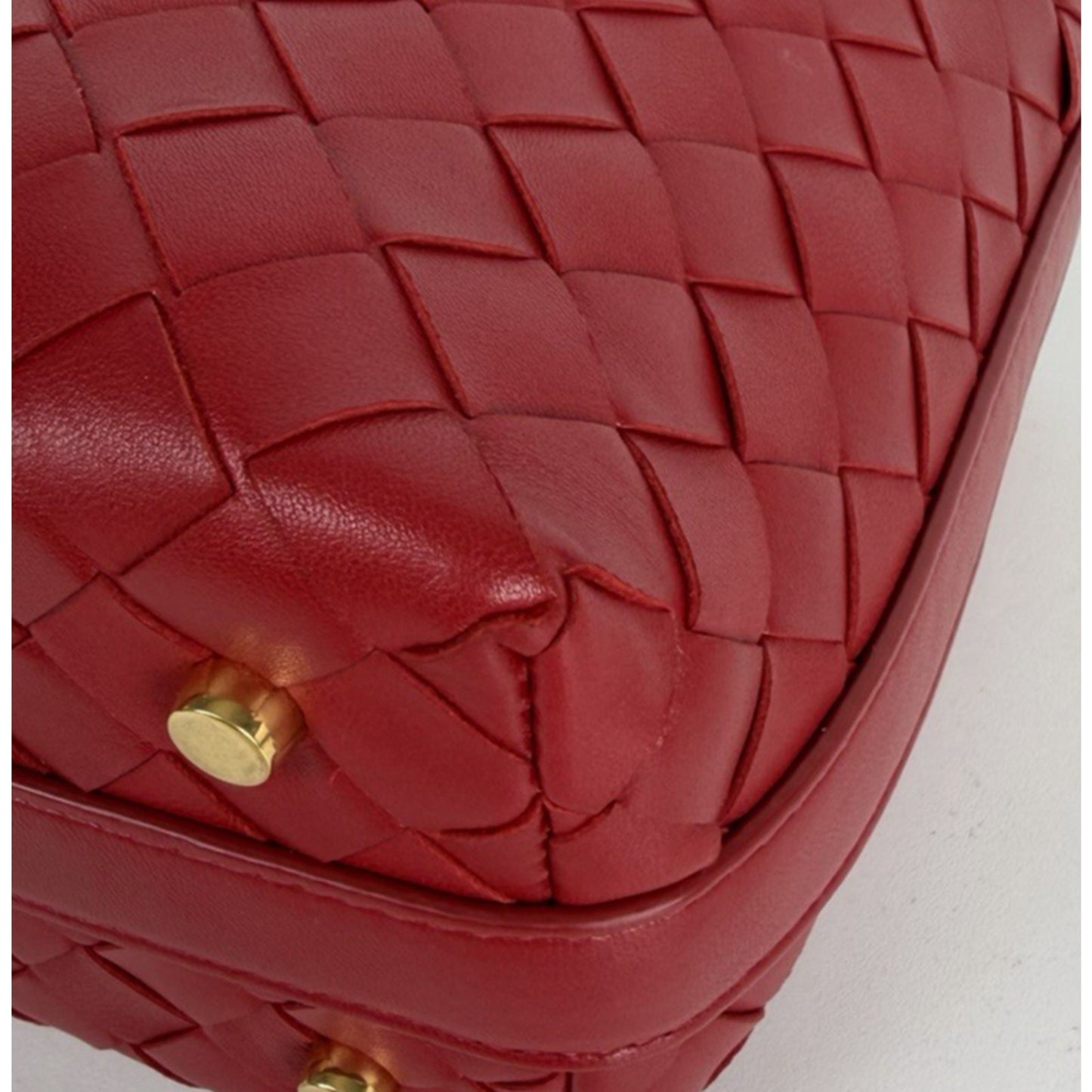 Bottega Veneta Mini Wallace Handbag Red Signature Intrecciato Woven Leather U3