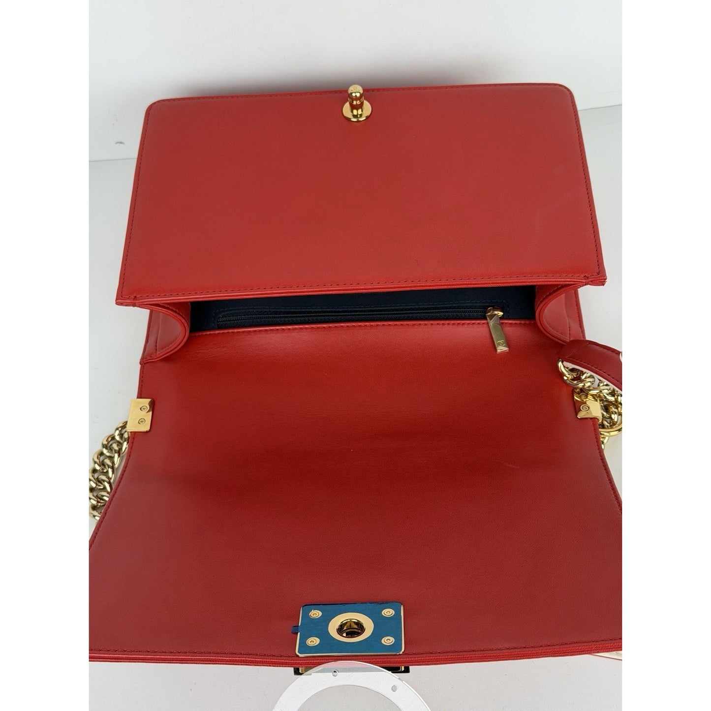 Chanel Cube Boy Flap Bag Medium in Red Embossed Lambskin Leather 2013-2014 B6