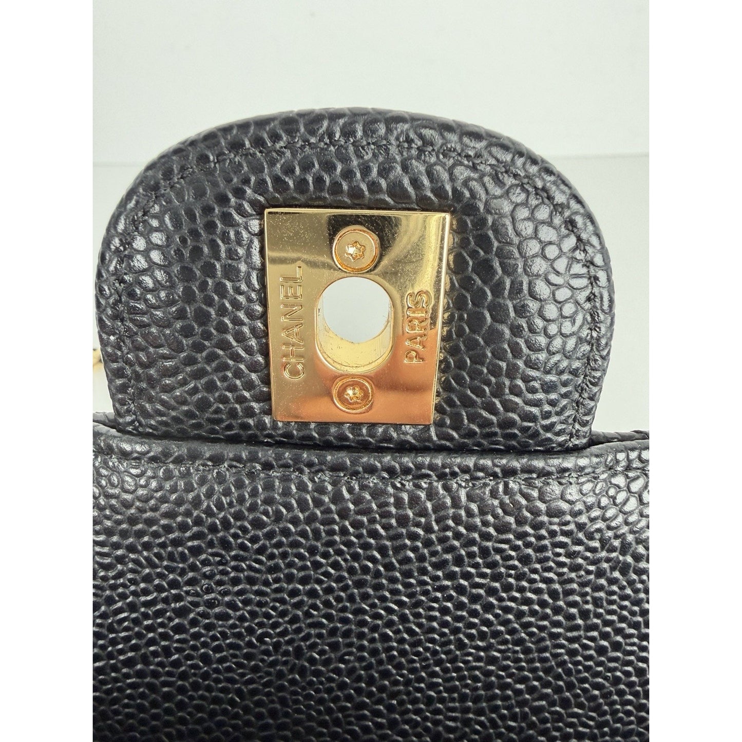 Chanel Classic Double Flap Bag Medium in Black Quilted Caviar Leather NFC D-8