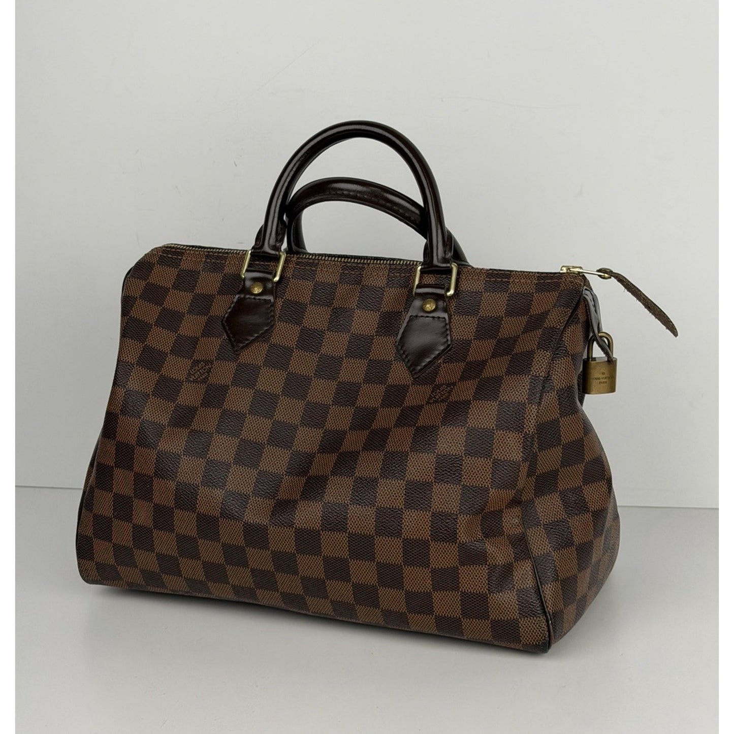 Louis Vuitton Speedy Shoulder Bag 30 Damier Ebene Canvas & Red Interior 2011 S22