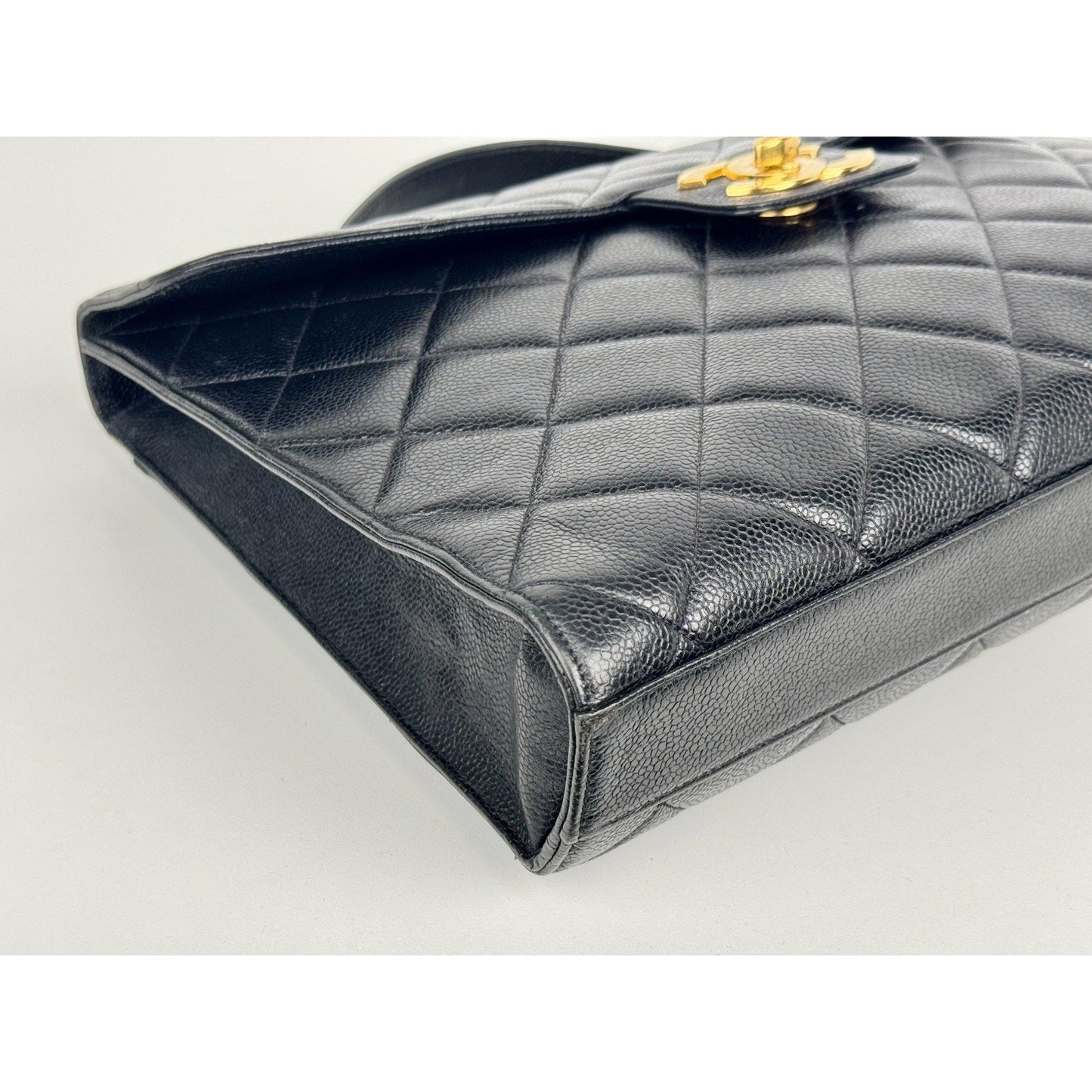 Chanel Vintage Quilted Briefcase Black Caviar Leather
