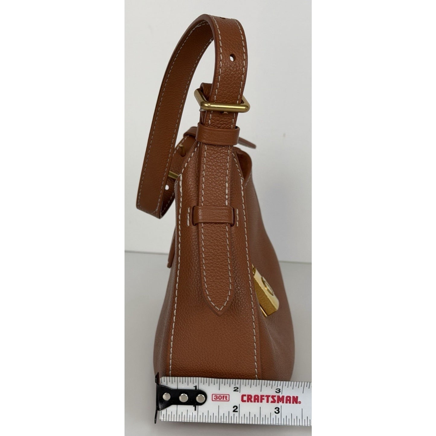Louis Vuitton Grained Calfskin Low Key Shoulder Bag in Cognac Brown Leather
