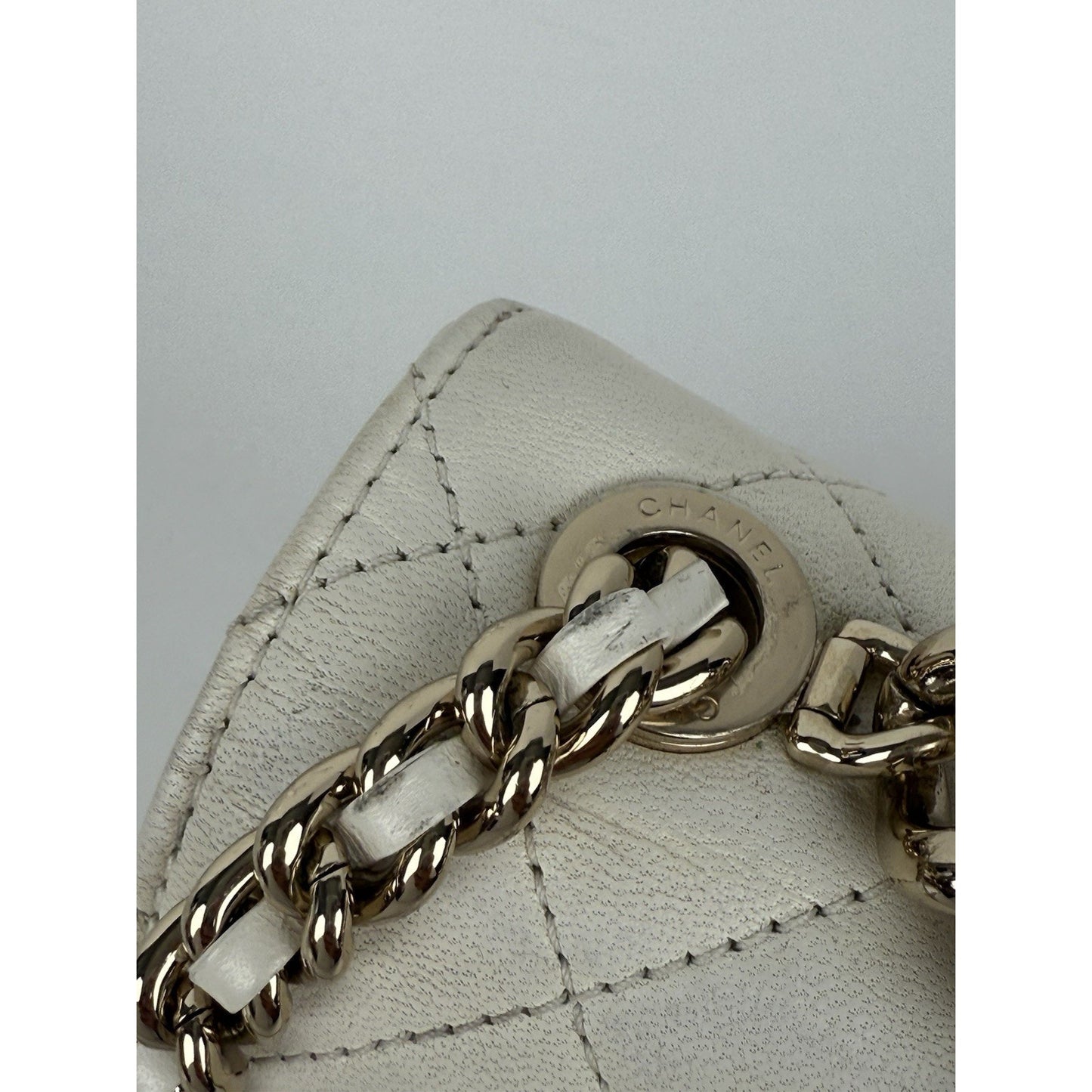 CHANEL White Lambskin Quilted Studded Beauty Begins Flap Shoulder Bag