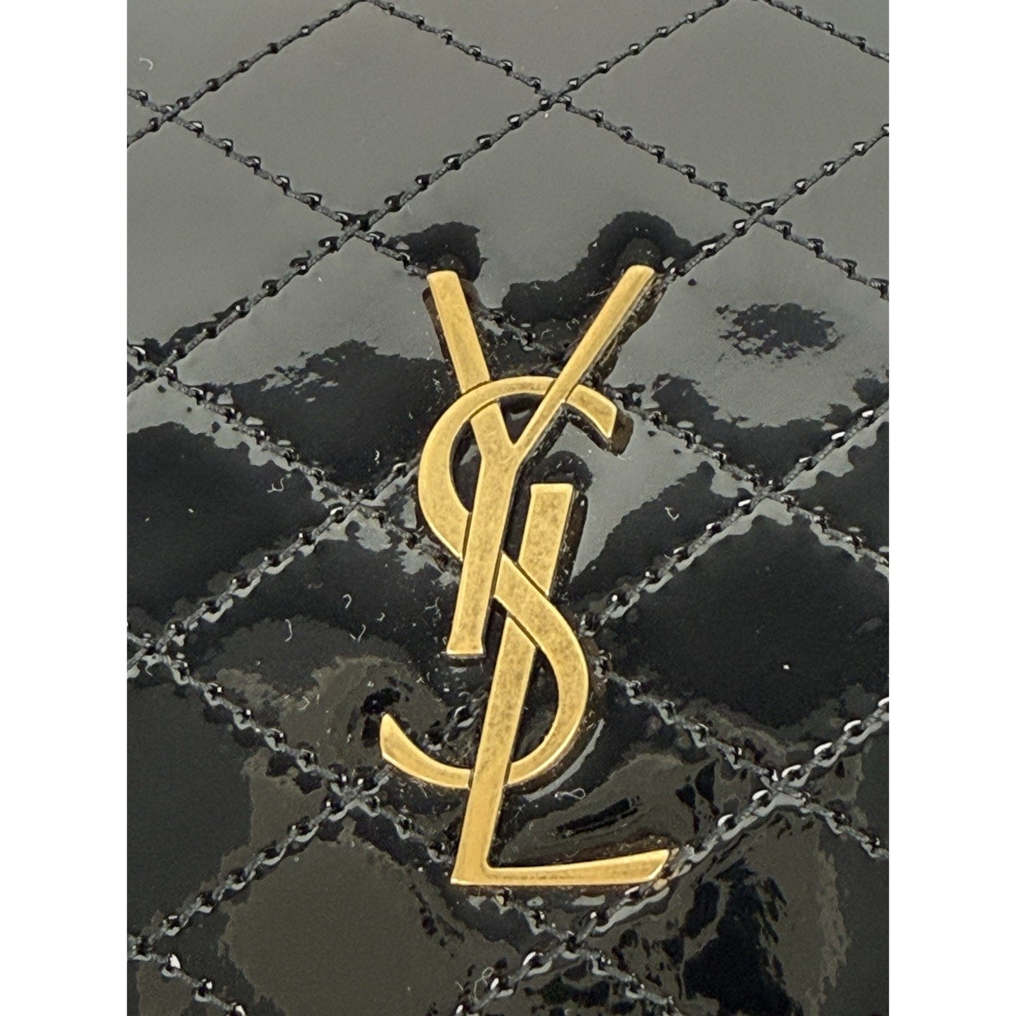 Saint Laurent Gaby Black Patent Leather Chain Strap Crossbody Women's Bag