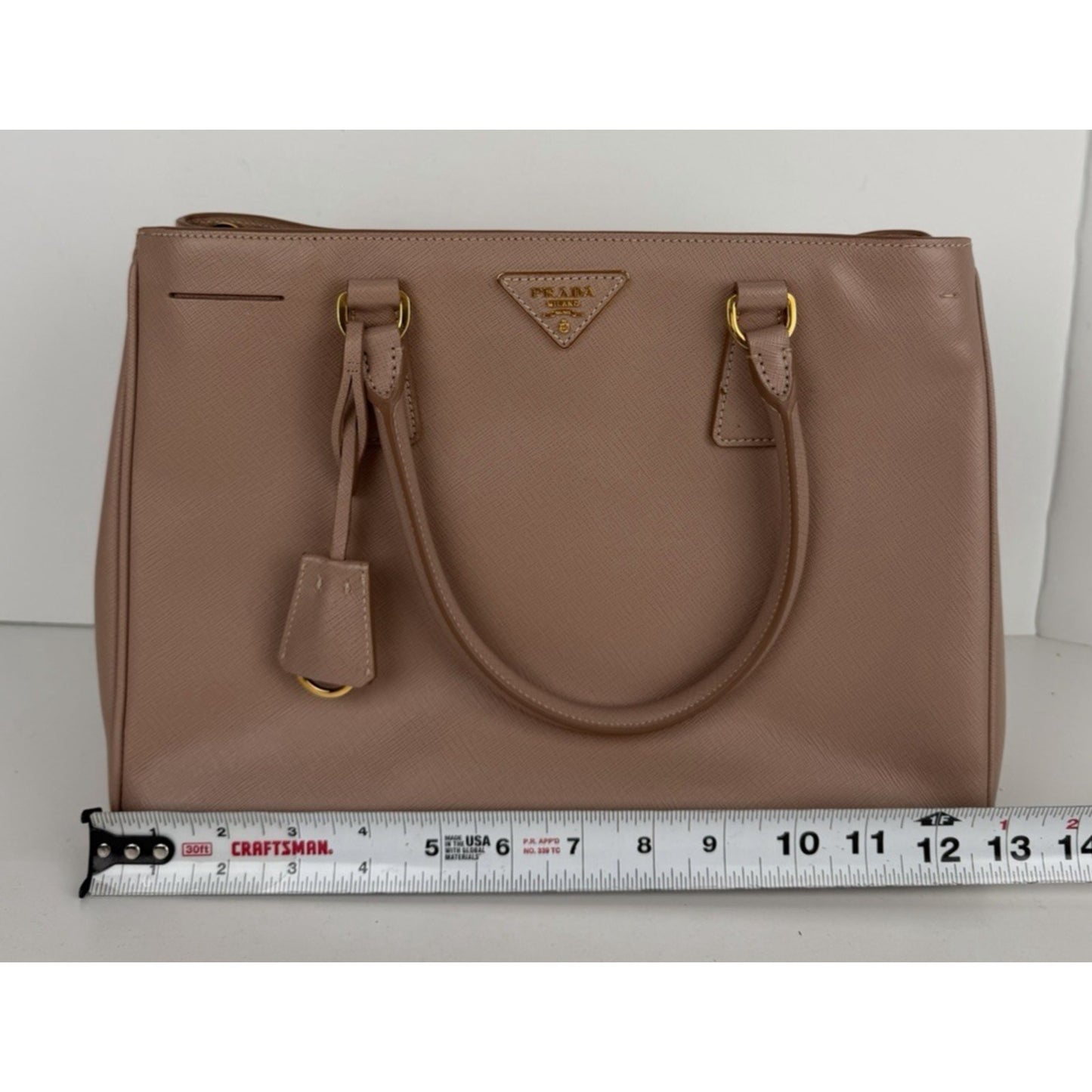 Prada Saffiano Lux Leather Galleria Tote Bag in Blush Pink Signature Logo S-05