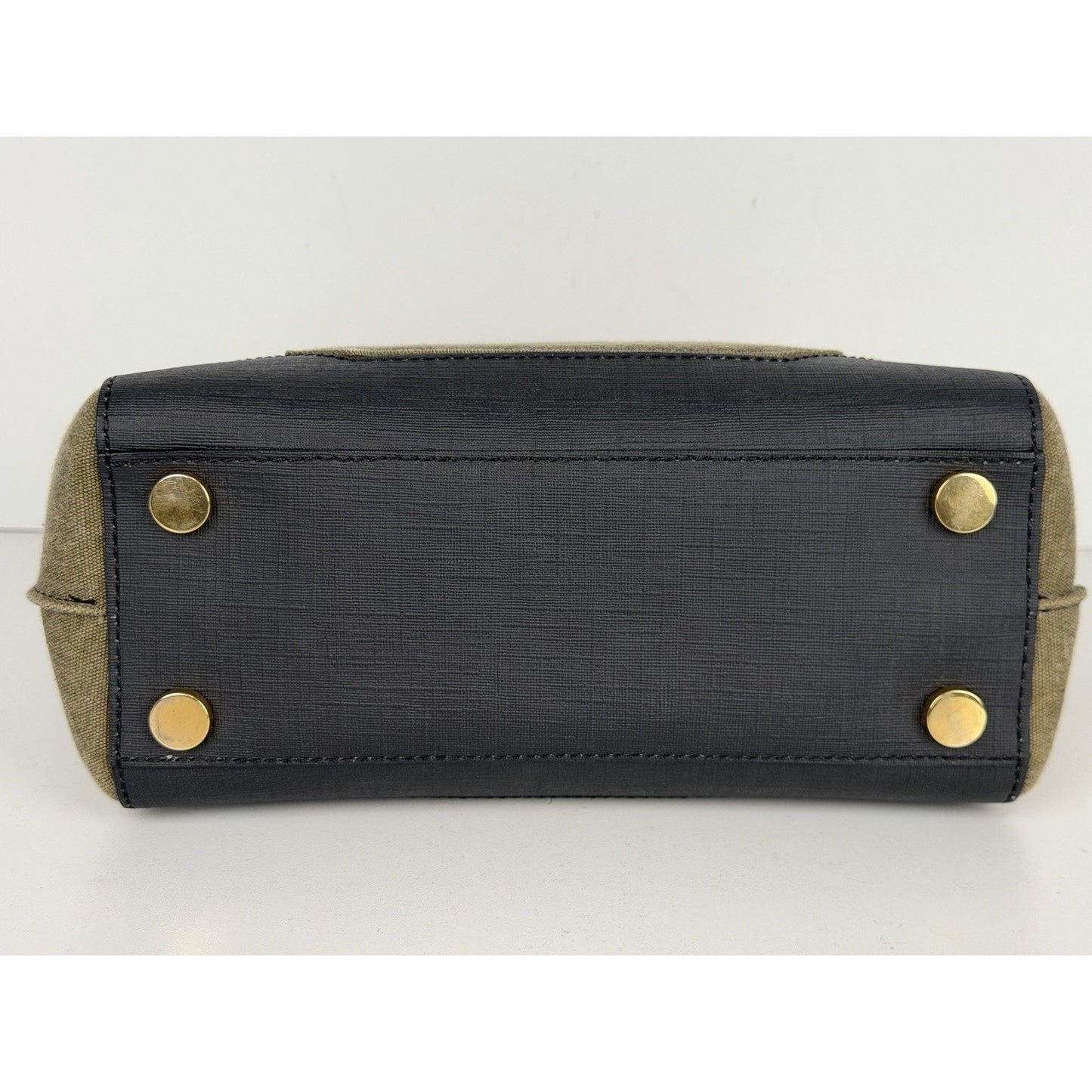 Balmain B-Buzz 23 Bag in Khaki Canvas & Black Leather with Gold-Tone Hardware S4