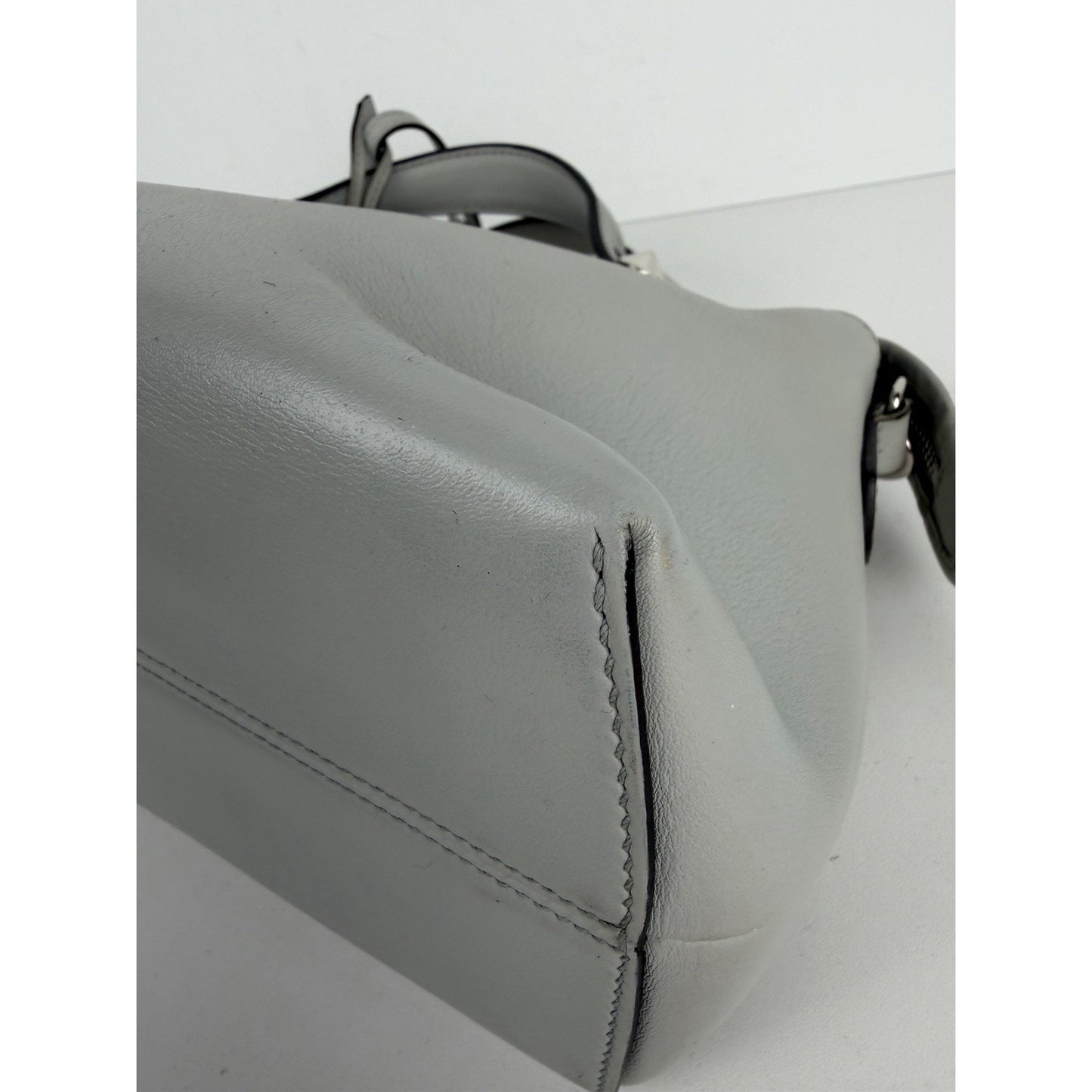 Fendi By The Way Medium Satchel Bag in Gray Leather with Studded Details S01