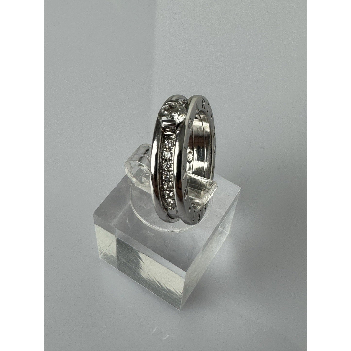 BVLGARI B.zero1 Diamond Engagement Ring in 18K White Gold, size 5.25