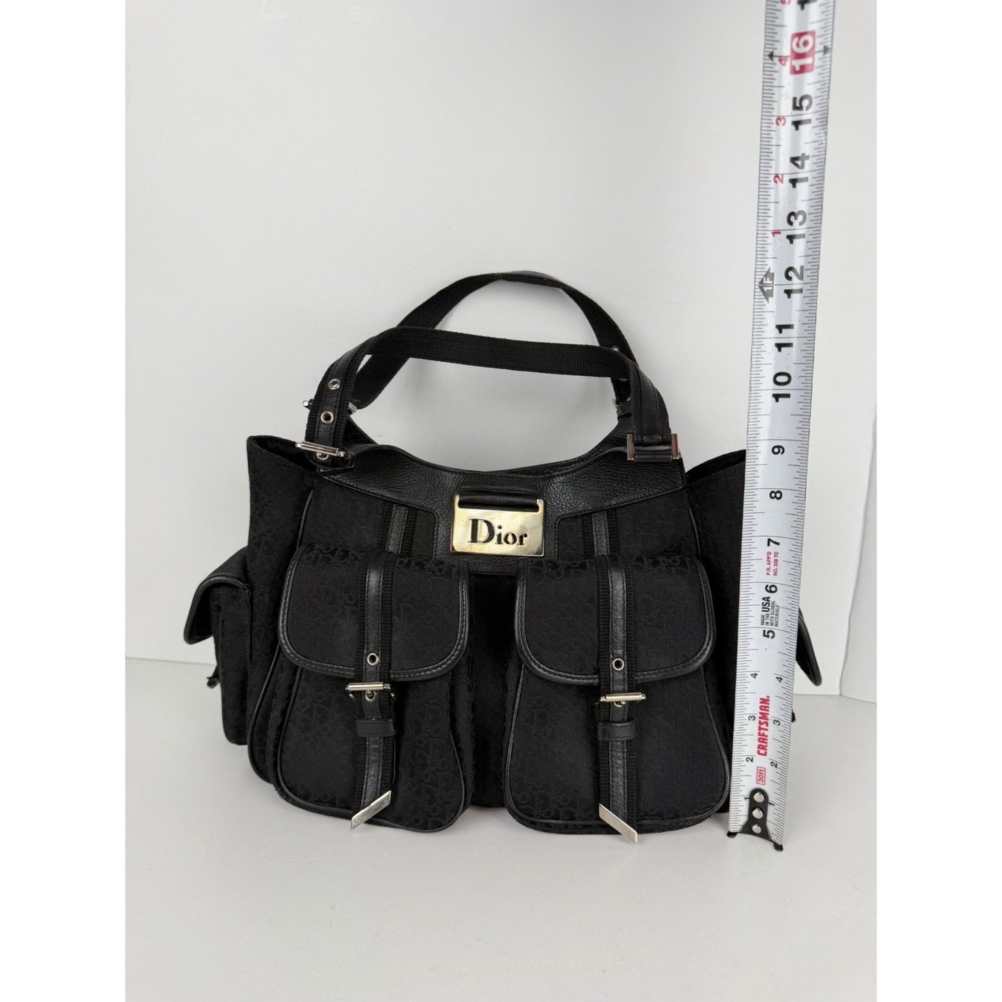 Christian Dior Vintage Diorissimo Multi-Pocket Shoulder Bag Black Canvas 2005 S7