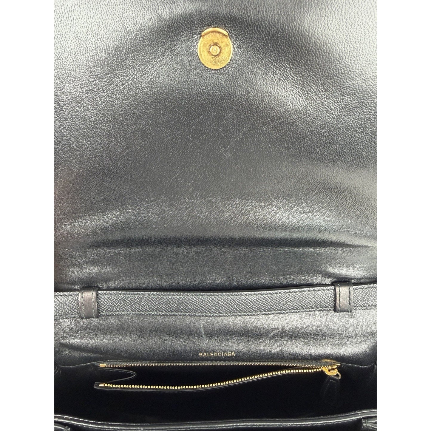 Balenciaga Ville Day Crossbody Bag in Black Grained Leather with White Logo S-16