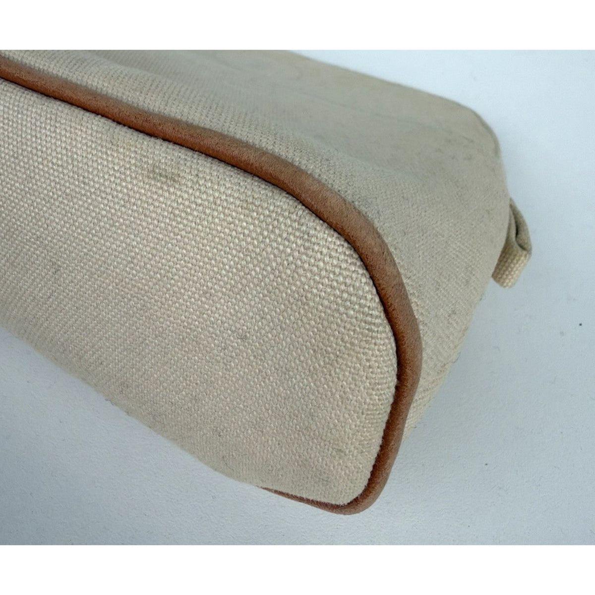 Hermes Cotton Canvas Toile Mini Bolide Travel Cosmetic Pouch Bag in Beige