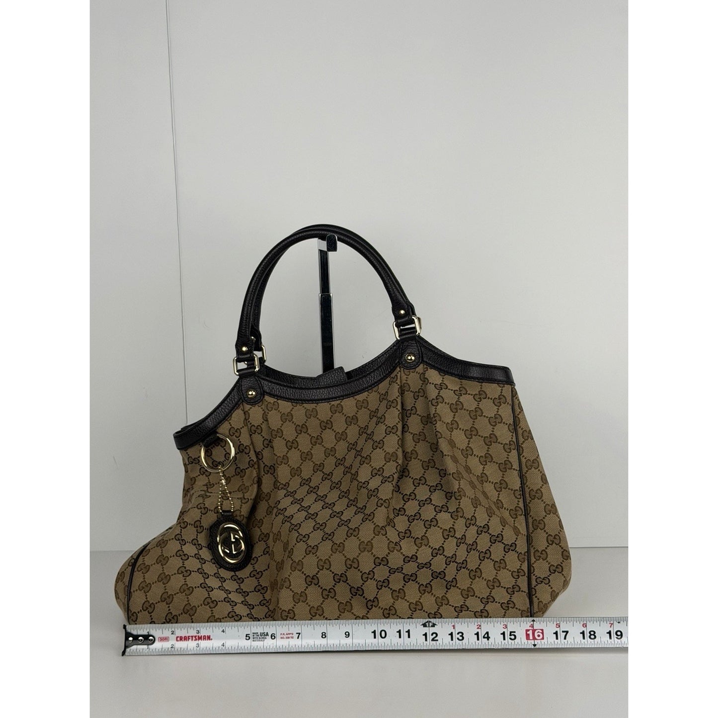 Gucci Sukey Tote Handbag Large in Brown GG Monogram Canvas with Magnetic Snap S