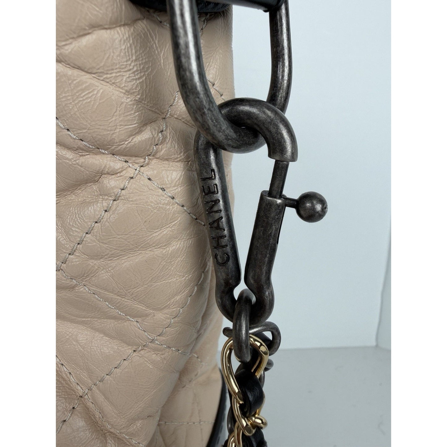 Chanel Gabrielle Tote Bag Medium Beige Aged Calfskin Quilted Leather 2017 E6