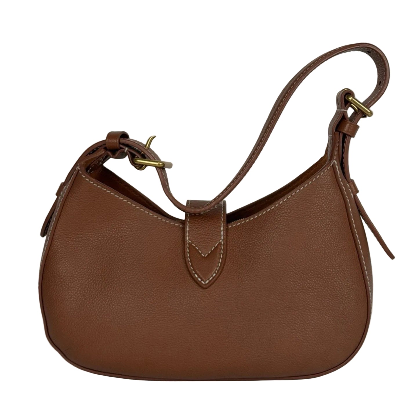 Louis Vuitton Grained Calfskin Low Key Shoulder Bag in Cognac Brown Leather