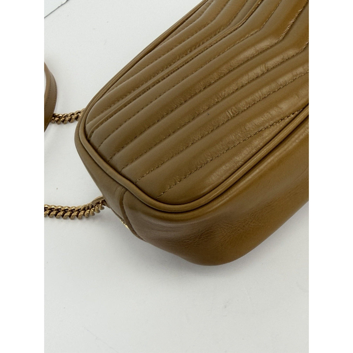 Saint Laurent Chevron Lou Camera Mini Shoulder Bag in Brown Leather S20