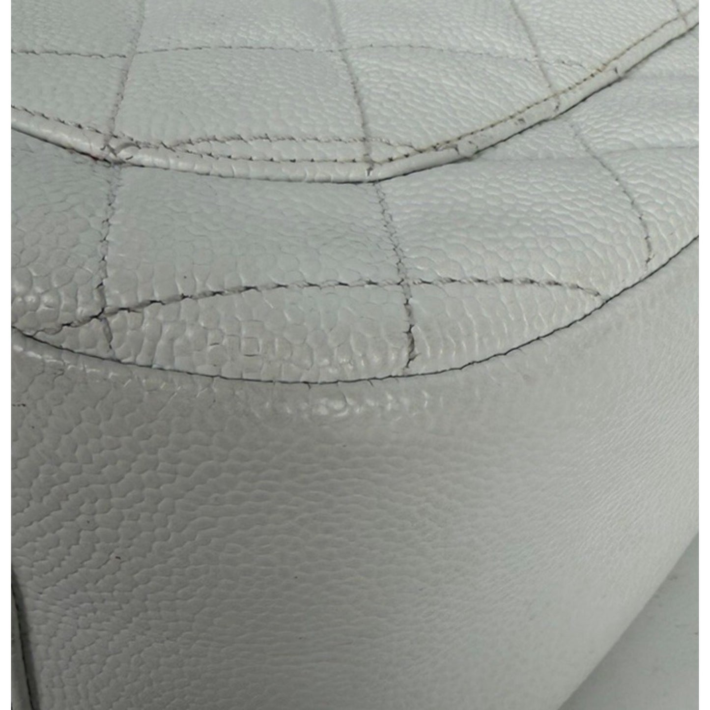 Chanel CC Hobo Medium Shoulder Bag in White Caviar Quilted Leather 2004 E3
