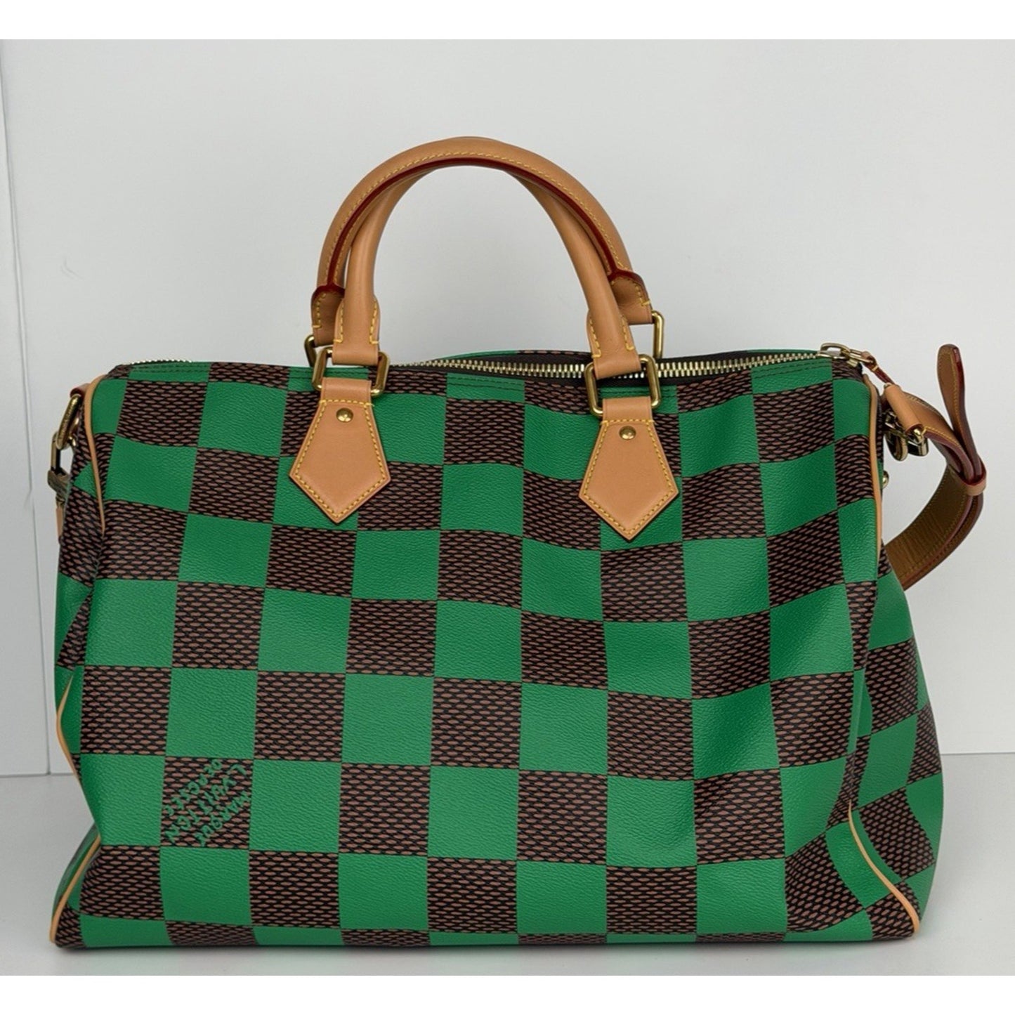 Louis Vuitton Speedy Bandouliere 40 Handbag Green Damier Microchipped