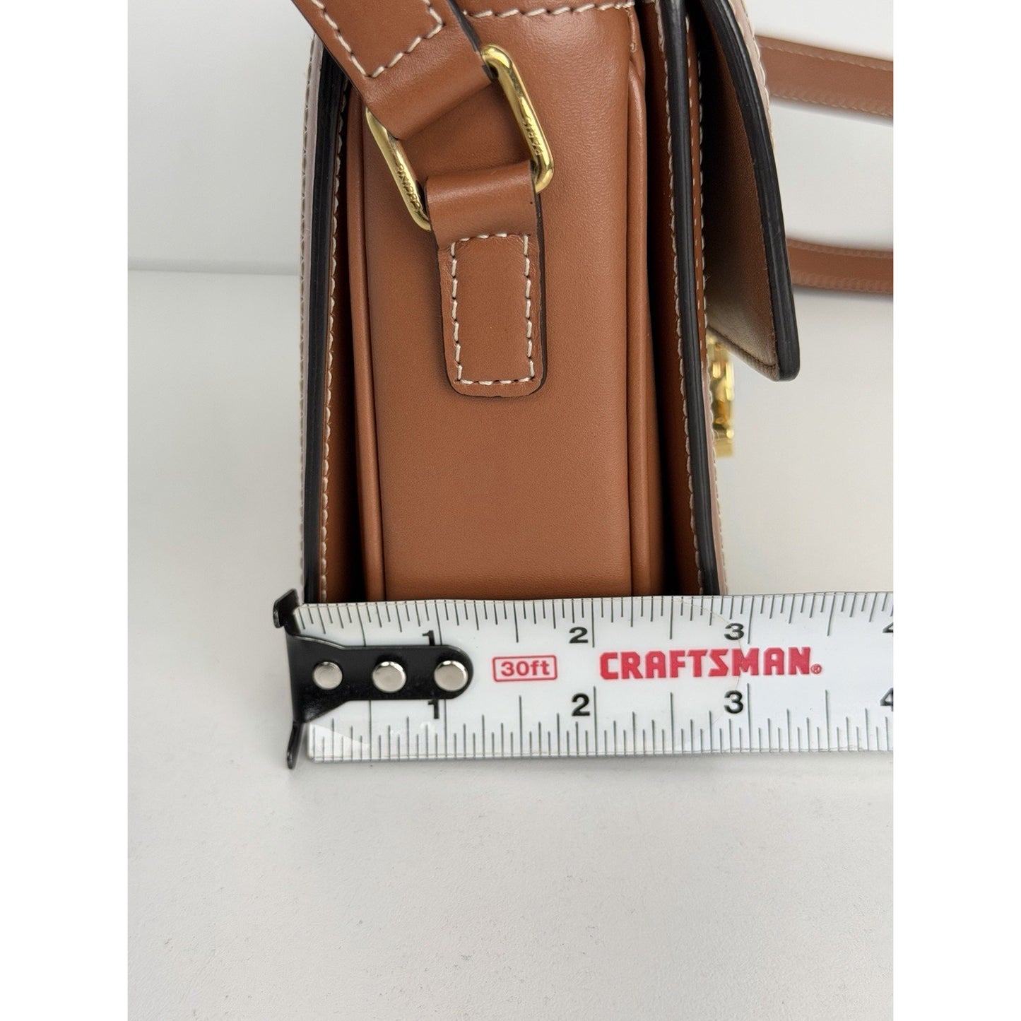 Celine Teen Triomphe Bag in Brown and White Triomphe Canvas and Calfskin S11