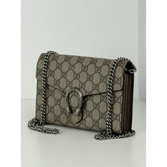 GUCCI Dionysus Supreme Canvas Wallet on Chain Crossbody Bag in Beige/Ebony