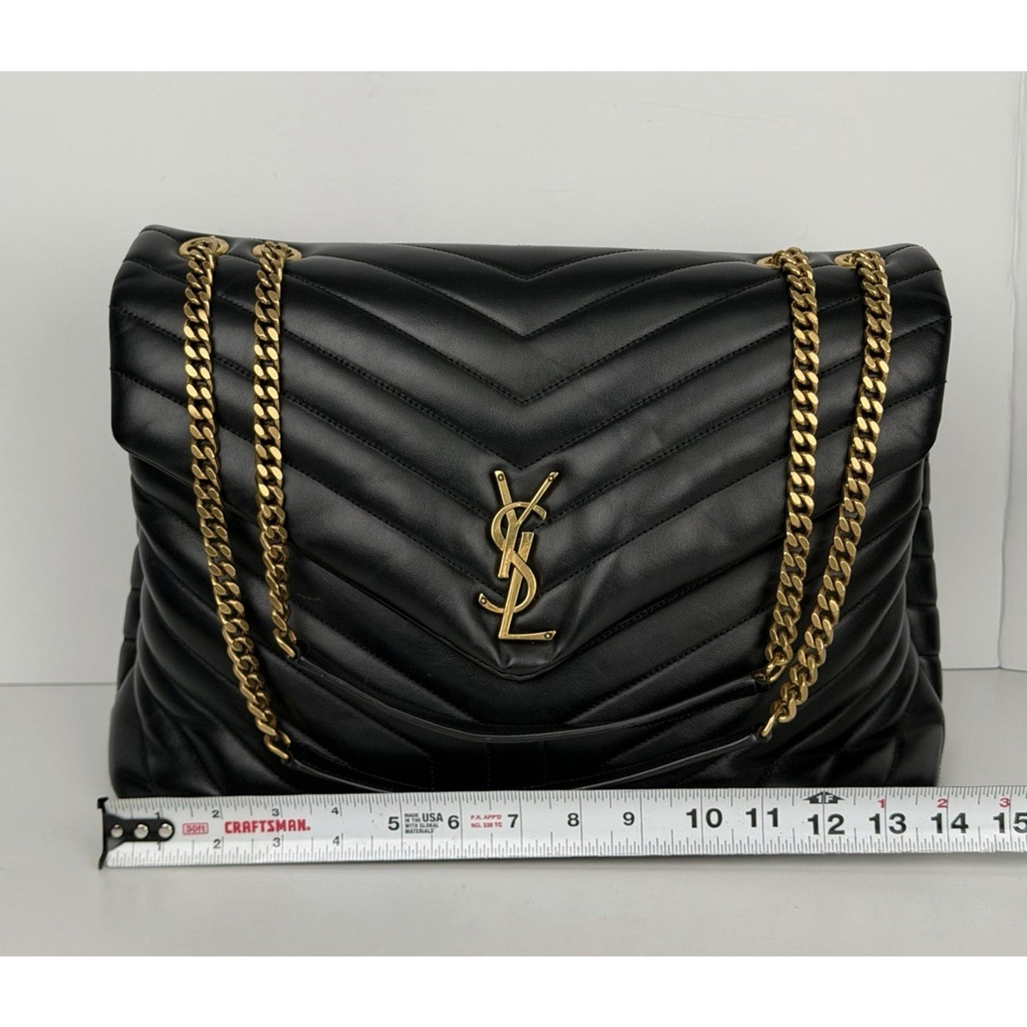 Saint Laurent Loulou Large Shoulder Bag in Black Quilted Leather C5
