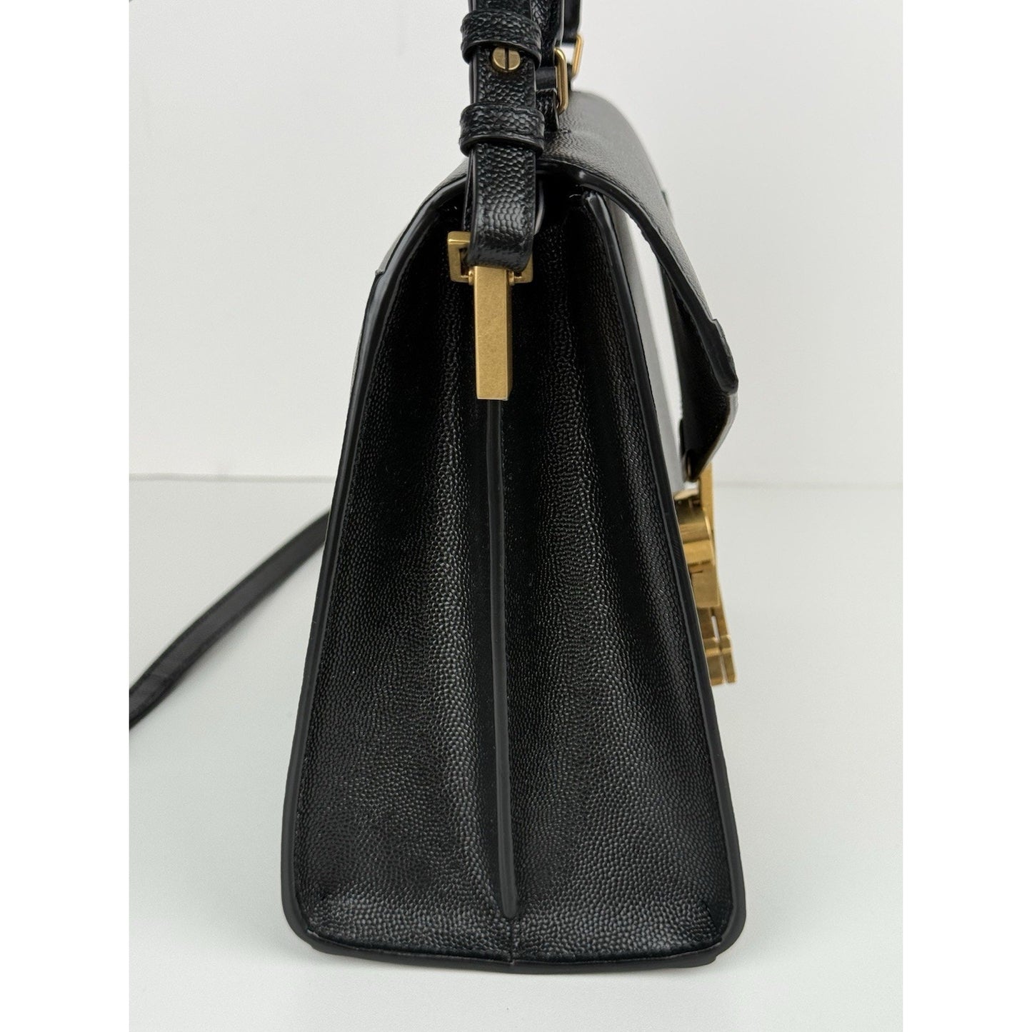 Saint Laurent Cassandra Mini Top Handle Women's Bag in Grain Embossed Leather