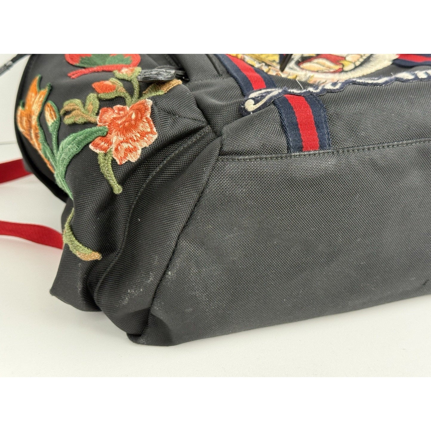 Gucci Animalier Tiger Head Embroidered Backpack Black Floral Butterfly