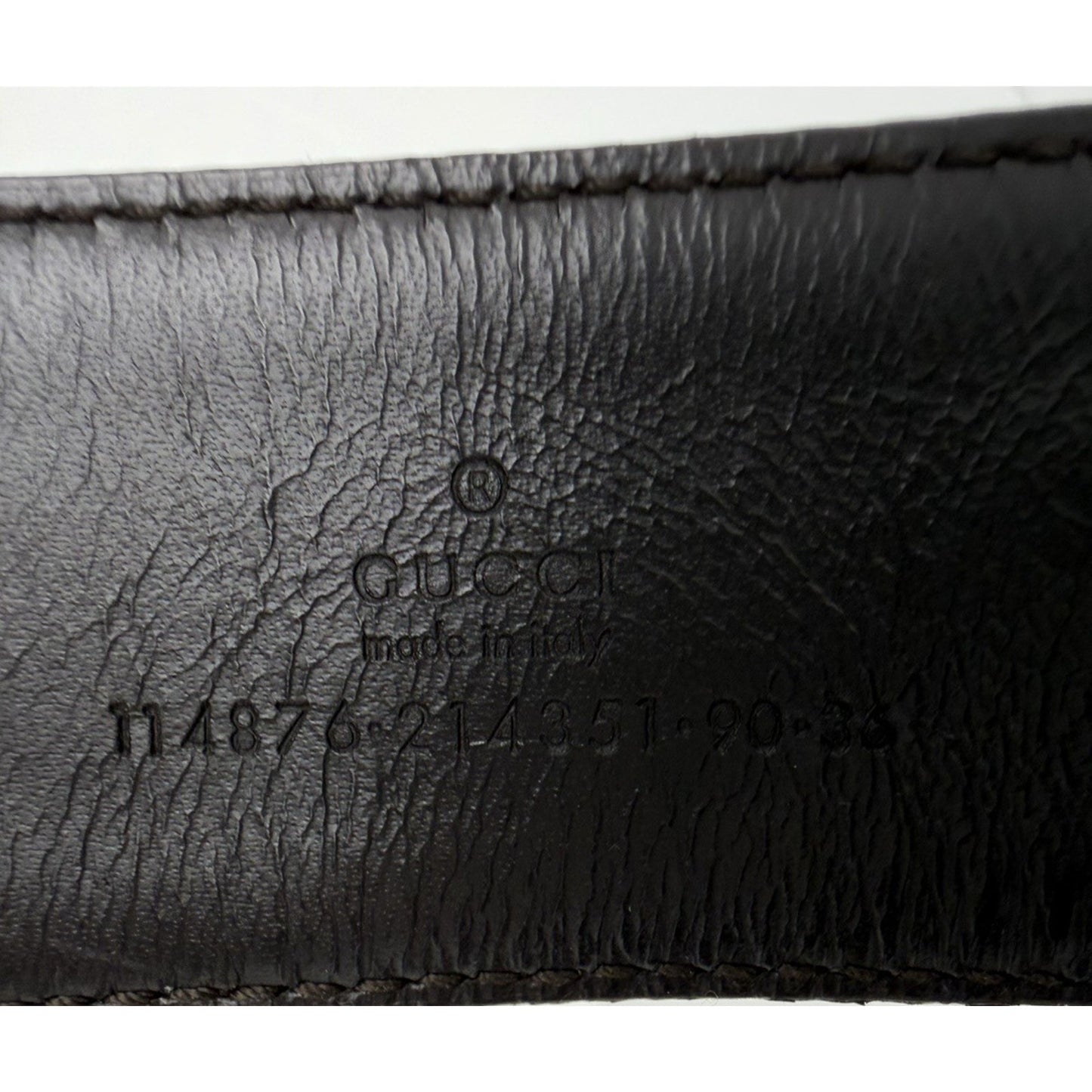 Gucci Interlocking G Belt Beige&Ebony GG Canvas & Dark Brown Leather Trim K1