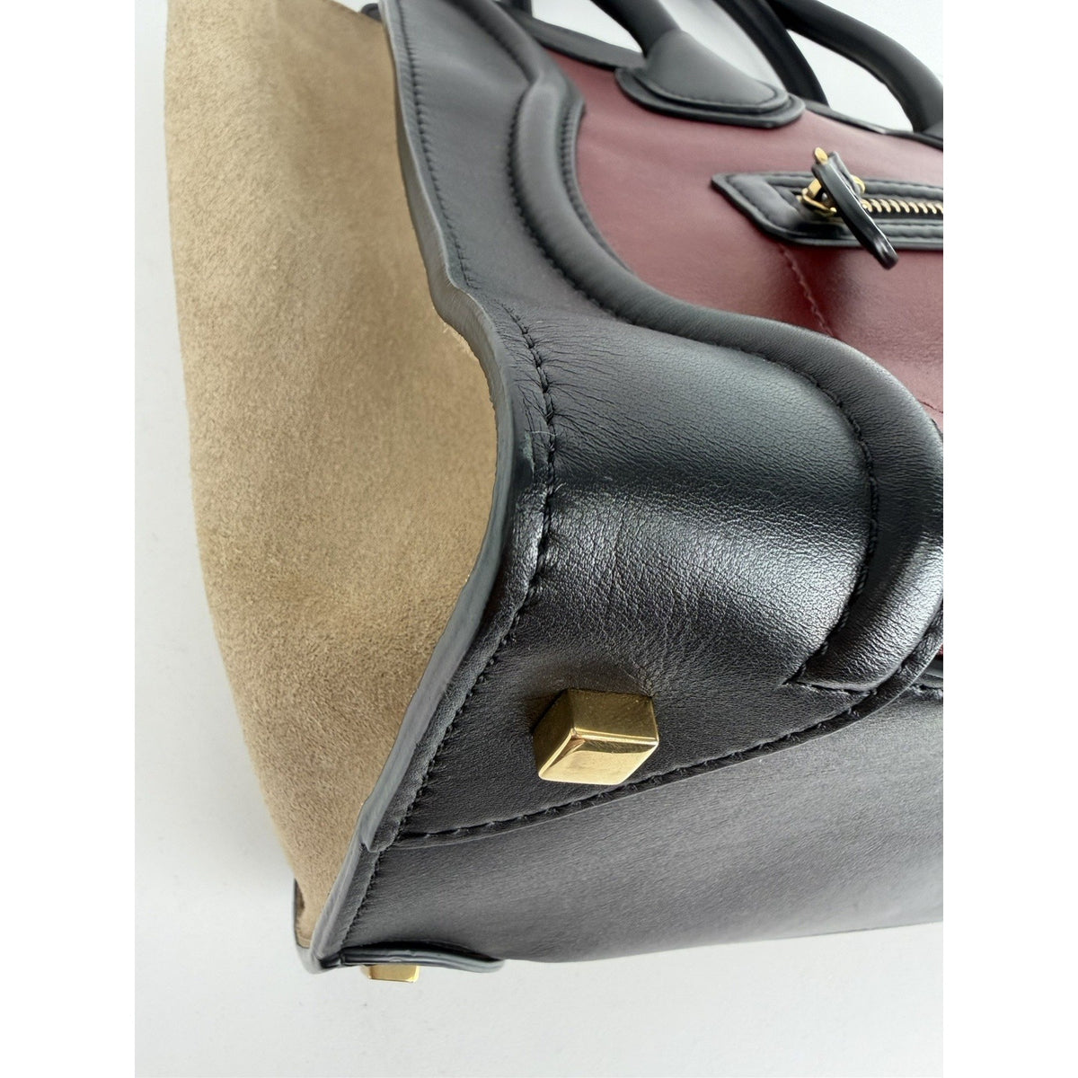 Celine Luggage Tote Bag Micro in Tri-Color Calfskin Leather and Suede S