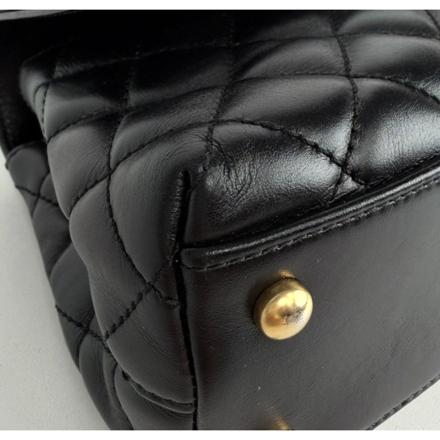 Chanel Coco Top Handle Mini Bag in Black Quilted Calfskin Leather NFC U-3