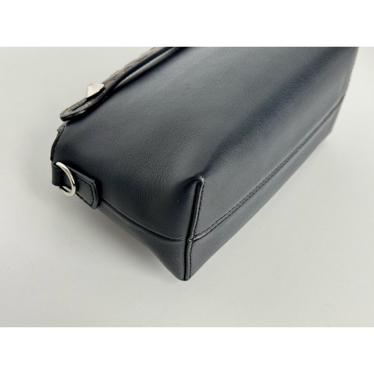 Fendi By The Way Mini Bag Black Leather Brown Trim B-1