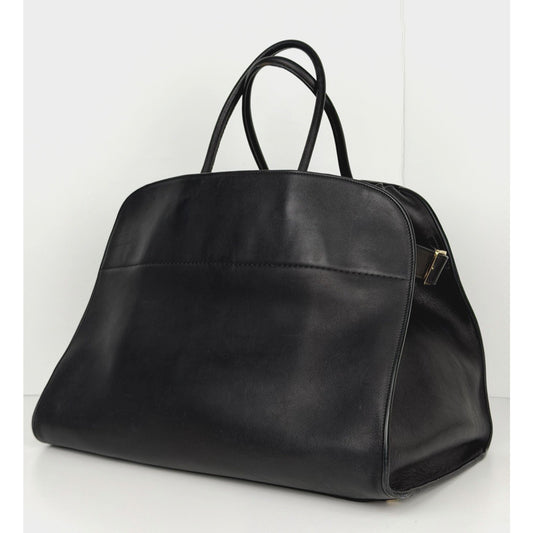 The Row Soft Margaux 17 Tote Bag in Black Leather D1