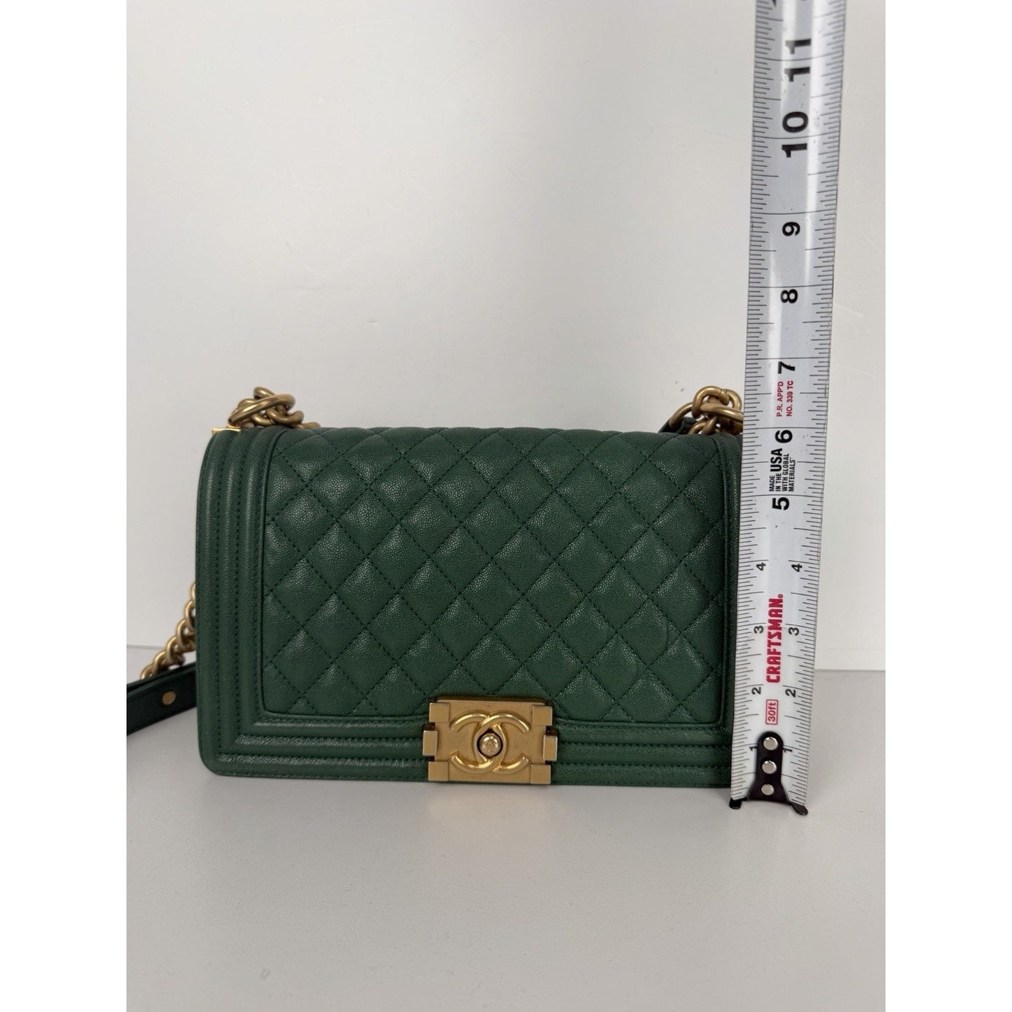 Chanel Boy Flap Bag Medium in Green Caviar Leather Gold Hardware 2018–2019 C-9