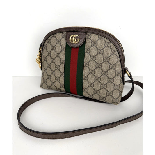 Gucci Ophidia Rounded Top Shoulder Bag Small in Brown GG Supreme Canvas S-19