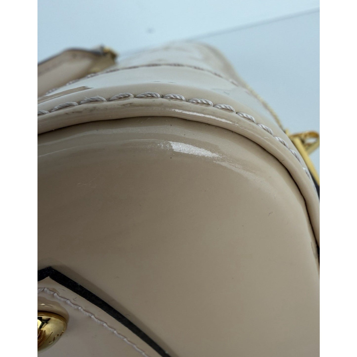 Louis Vuitton Alma Top Handle Bag BB Beige Leather Monogram Vernis 2013 S17
