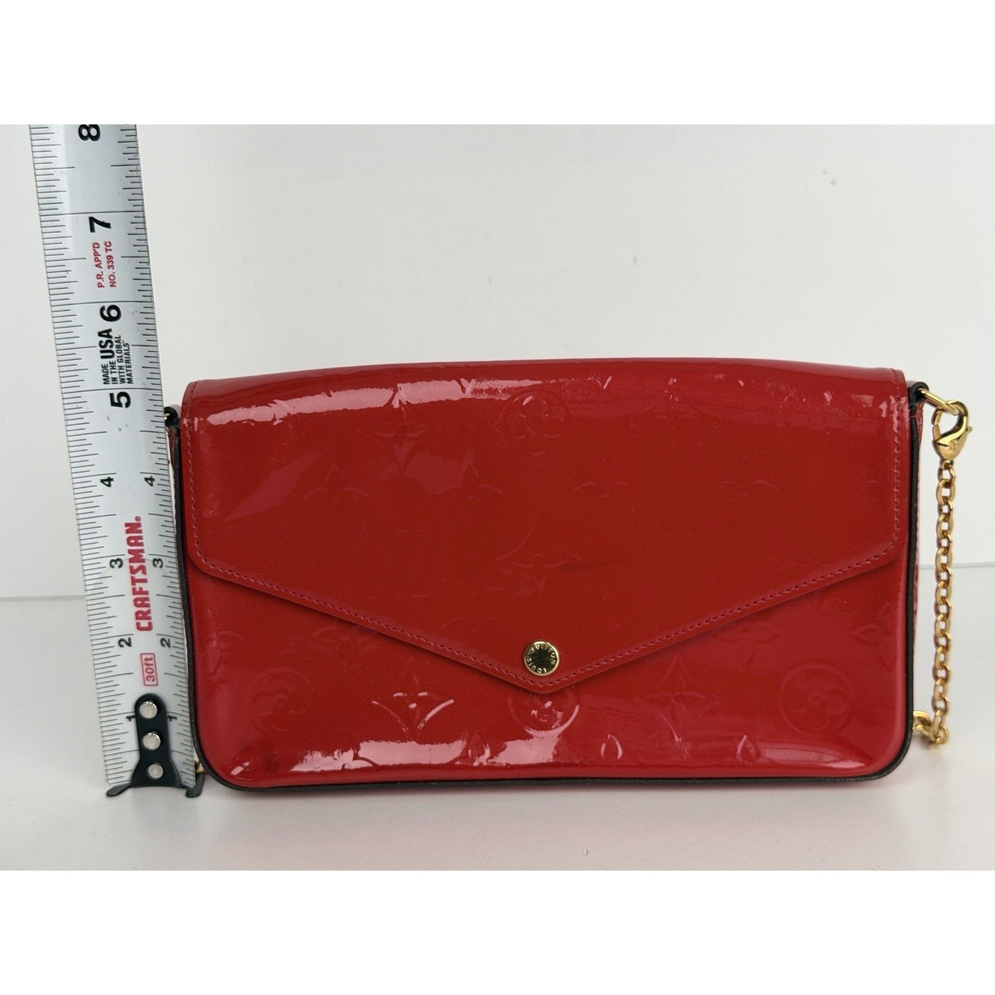 Louis Vuitton Monogram Vernis Pochette Felicie in Red Patent Leather 2016 S12