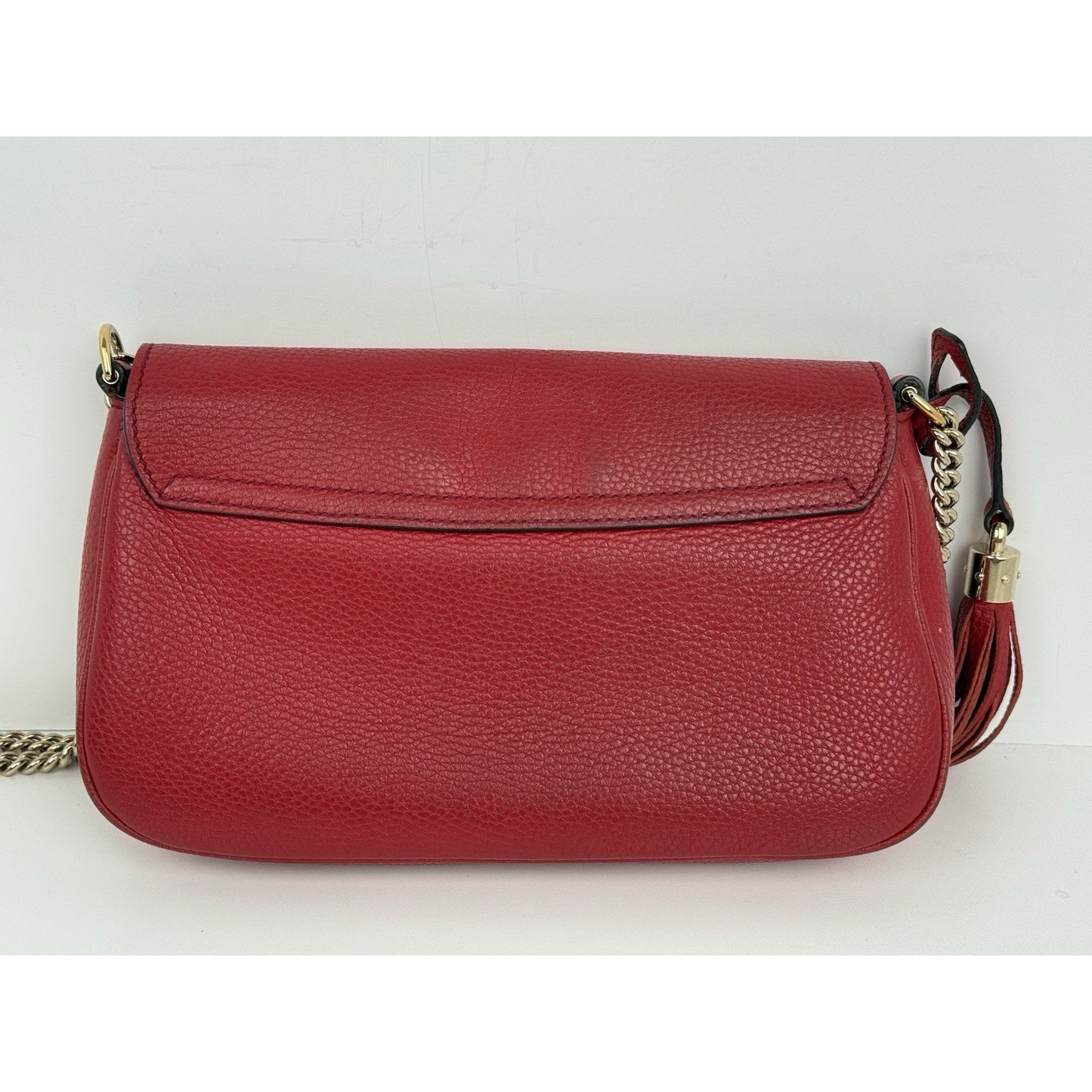 Gucci Soho Red Leather Medium Crossbody Bag with Chain Strap