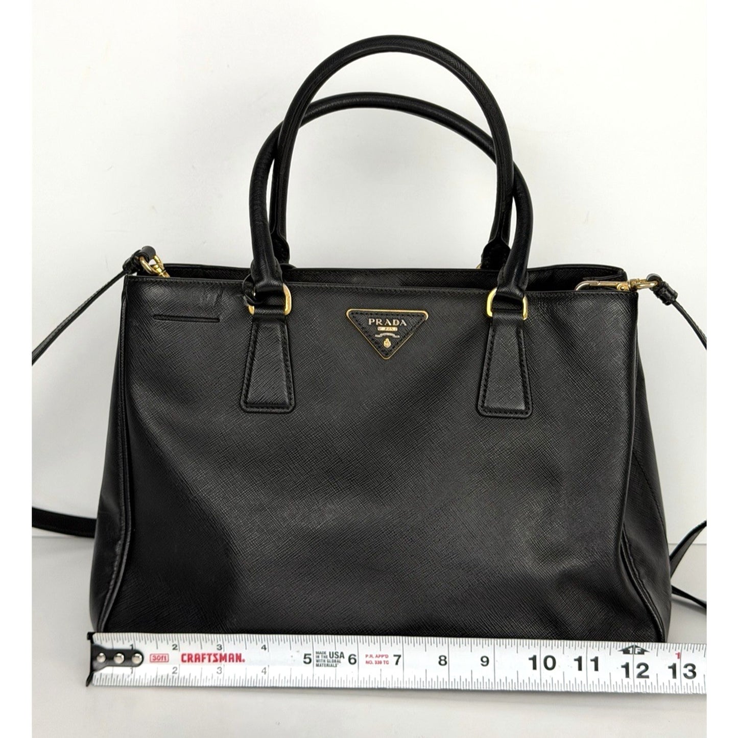 Prada Galleria Double Zip Tote Medium in Black Saffiano Leather S17